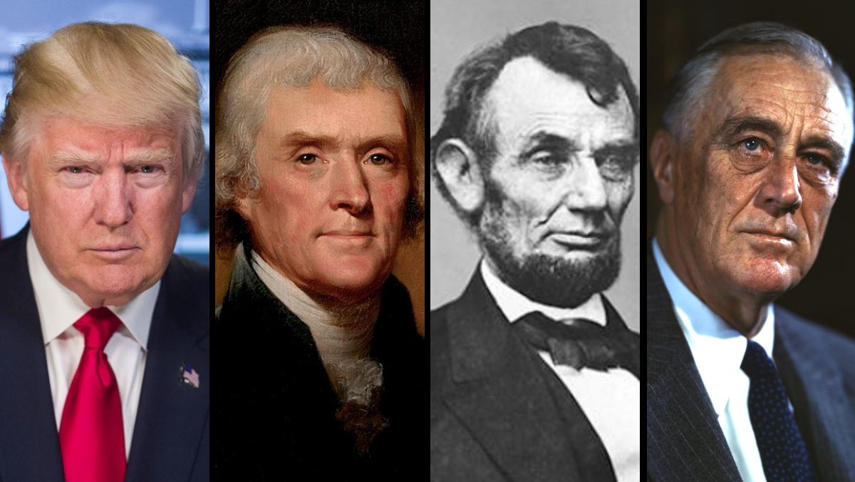 Presidents Trump, Jefferson, Lincoln, and FDR
